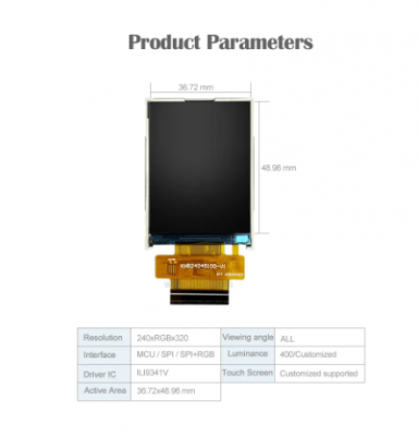 TSD 2.4 Inch TFT LCD Customization lcd panel 320 x (RGB) × 240 resolution